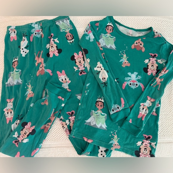 Disney 100 Soft Kids Pajama Set - Teal with mix of Characters Size 7 - Picture 1 of 5